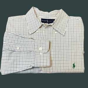 Ralph Lauren Classic Fit Plaid Oxford Dress Shirt Mens 16.5 Sz L Green Blue Pink